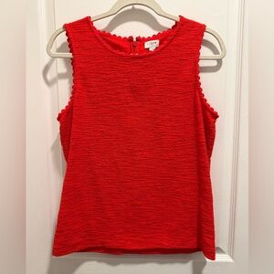 J. Crew Vibrant Red Sleeveless Textured Blouse